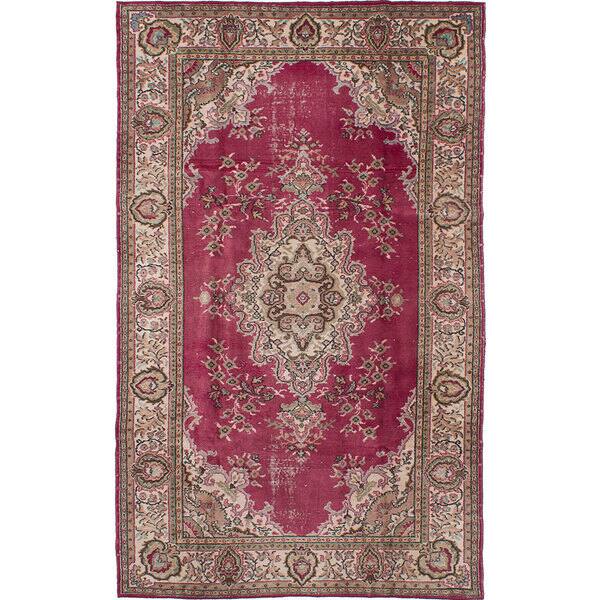 slide 2 of 2, Hand-knotted Antalya Vintage Burgundy Wool Rug