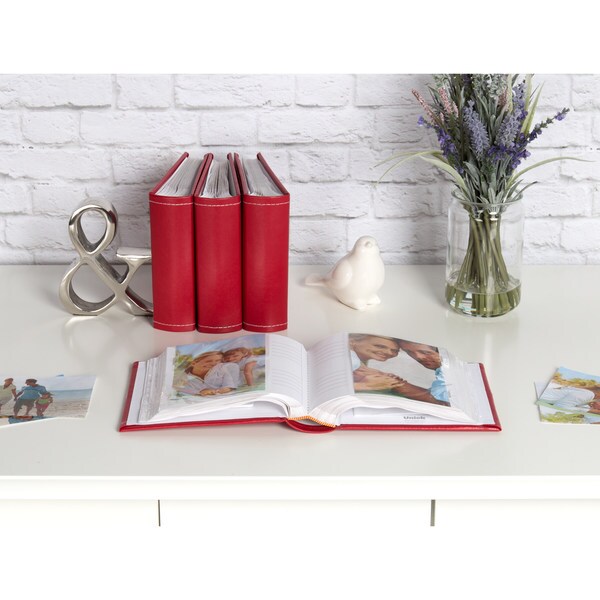 Holds 100 4x6 Photos Set of 4 DesignOvation Sleek Faux Leather Black Photo Album