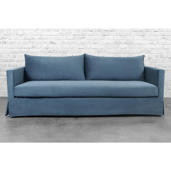 Morgan Slate Blue Slipcovered Sofa Ships To Canada