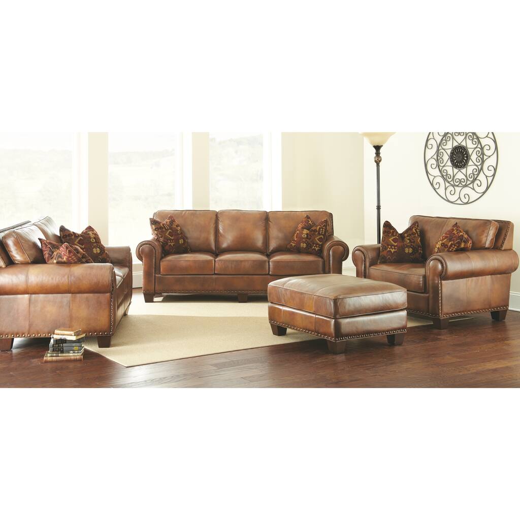Steve Silver Sanremo 4-Piece Top Grain Leather Sofa Set