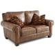 preview thumbnail 1 of 1, Sanremo Top Grain Leather Loveseat with Two Pillows by Greyson Living