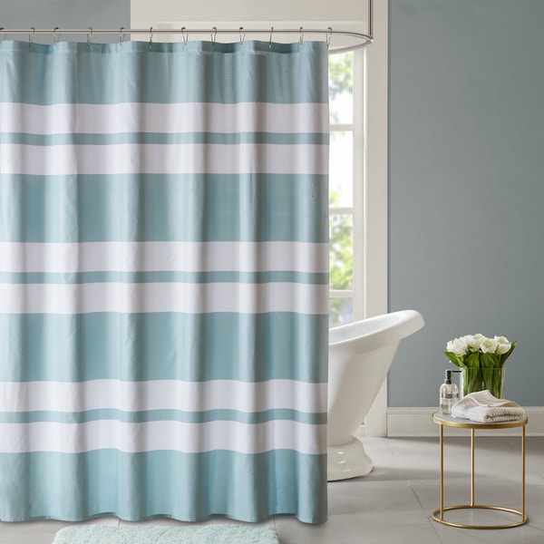 Madison Park Essentials Aria Embossed Printed Shower Curtain 2 Color ...