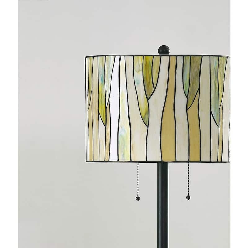 Barossa Oil-rubbed Bronze Metal Tiffany Floor Lamp with Green Glass Shade