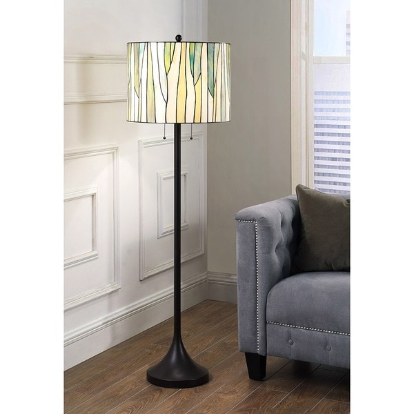 HomeTrend Barossa Oil-rubbed Bronze Metal Tiffany Floor Lamp with Green Glass Shade