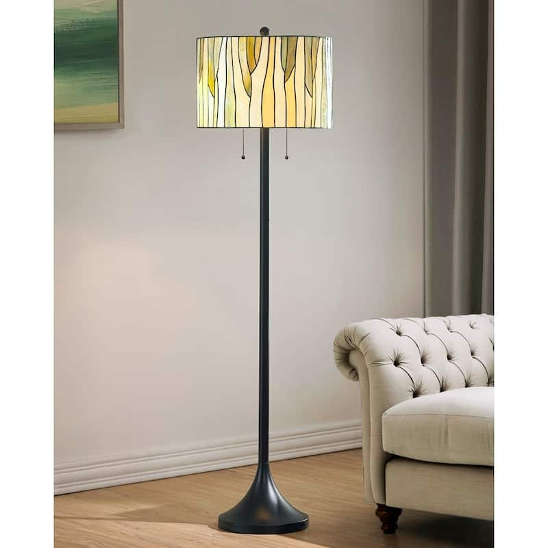 Barossa Oil-rubbed Bronze Metal Tiffany Floor Lamp with Green Glass Shade