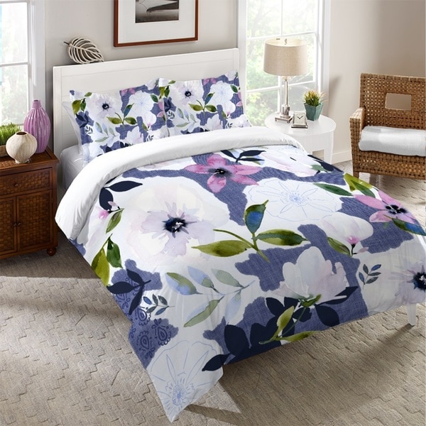 Shop Laural Home Denim Floral Dreams Duvet Cover - Free ...