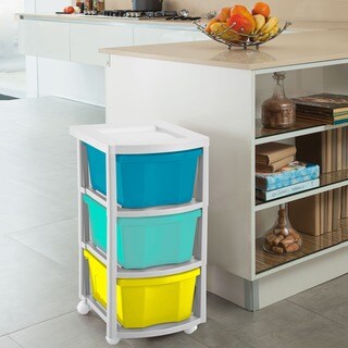 Shop Rimax Three Drawer Multi Colored Storage Cart Free Shipping