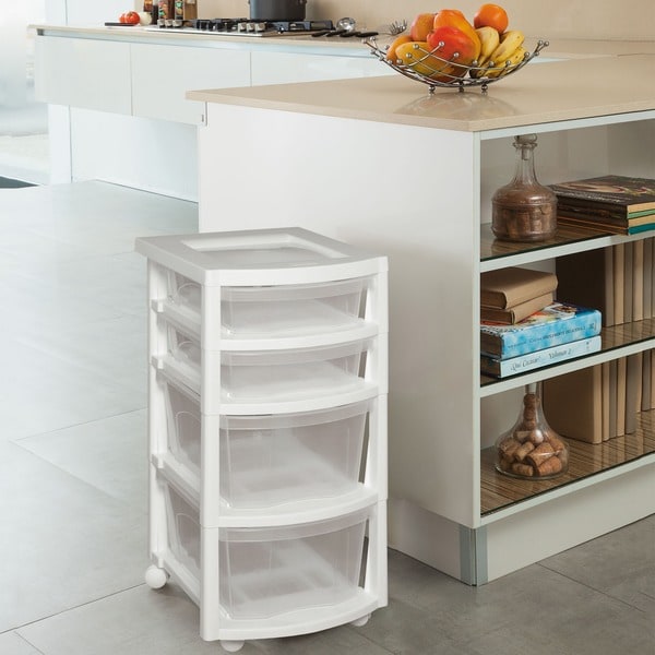 clear rolling storage cart