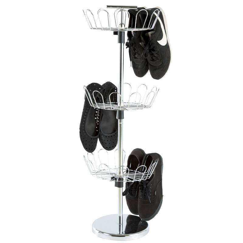 Rotating Shoe Rack – 3-Tier Shoe Tower Holds 18 Pairs – Freestanding Vertical Shoe Carousel by Lavish Home