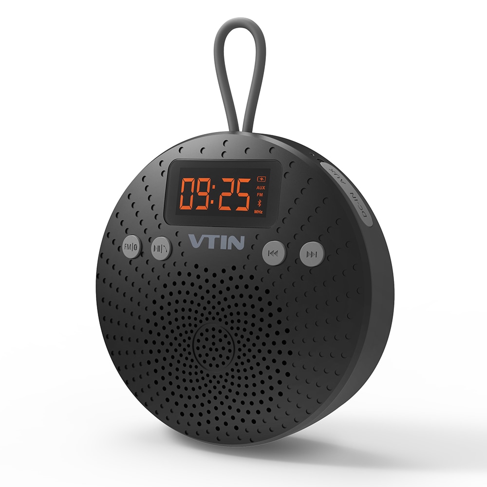 bluetooth shower speaker with clock