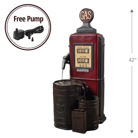 Teamson Home - Outdoor Vintage Gas Station Waterfall Fountain