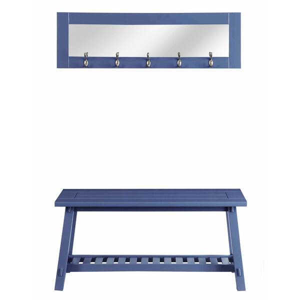 Shop Grey Finish Wood Bench With Matching Mirror On Sale Free