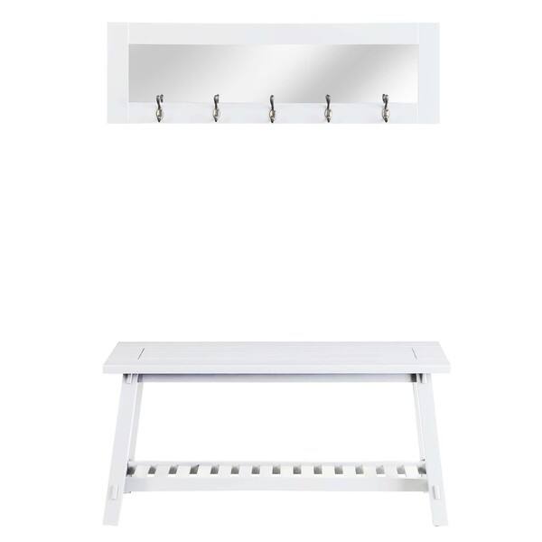 Shop Grey Finish Wood Bench With Matching Mirror On Sale Free