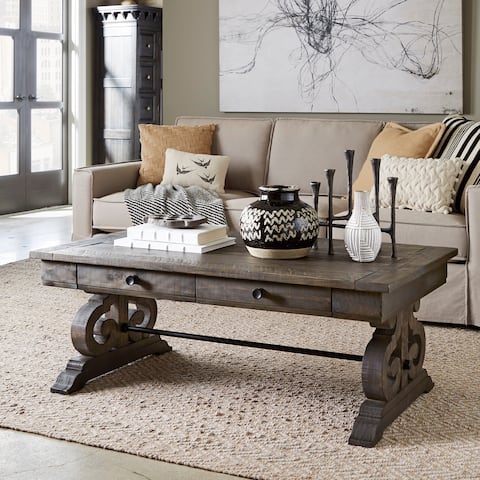 Bellamy Traditional Weathered Peppercorn Storage Coffee Table