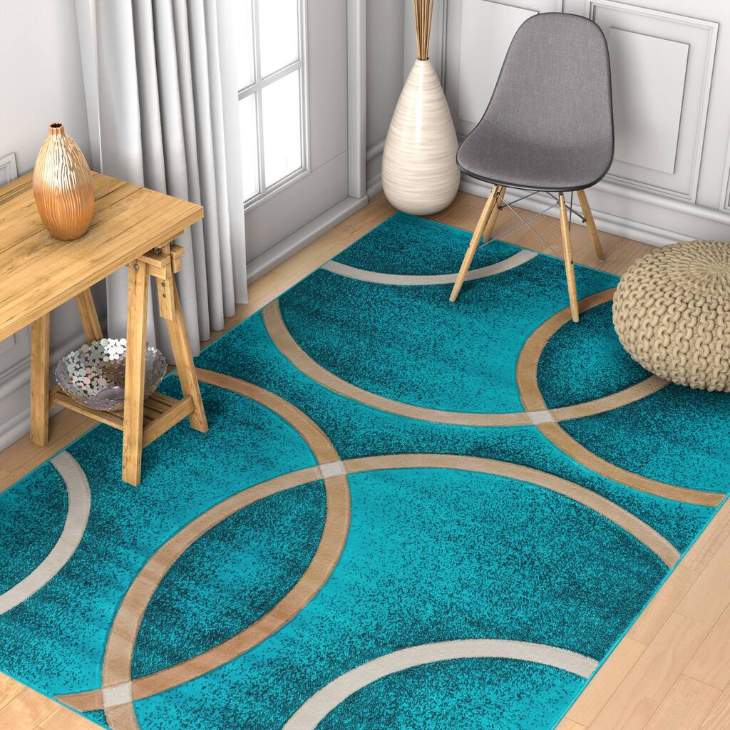 Well Woven Modern Geometric Circles Area Rug