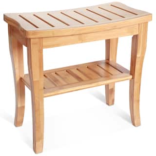 ToiletTree Deluxe Bamboo Shower Seat Bench with Storage Shelf