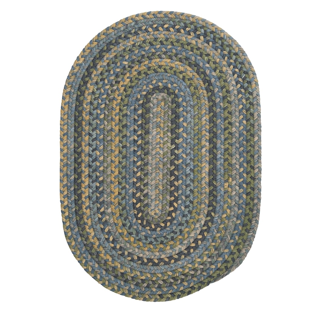Rustic Multicolor Wool Oval Braided Rug