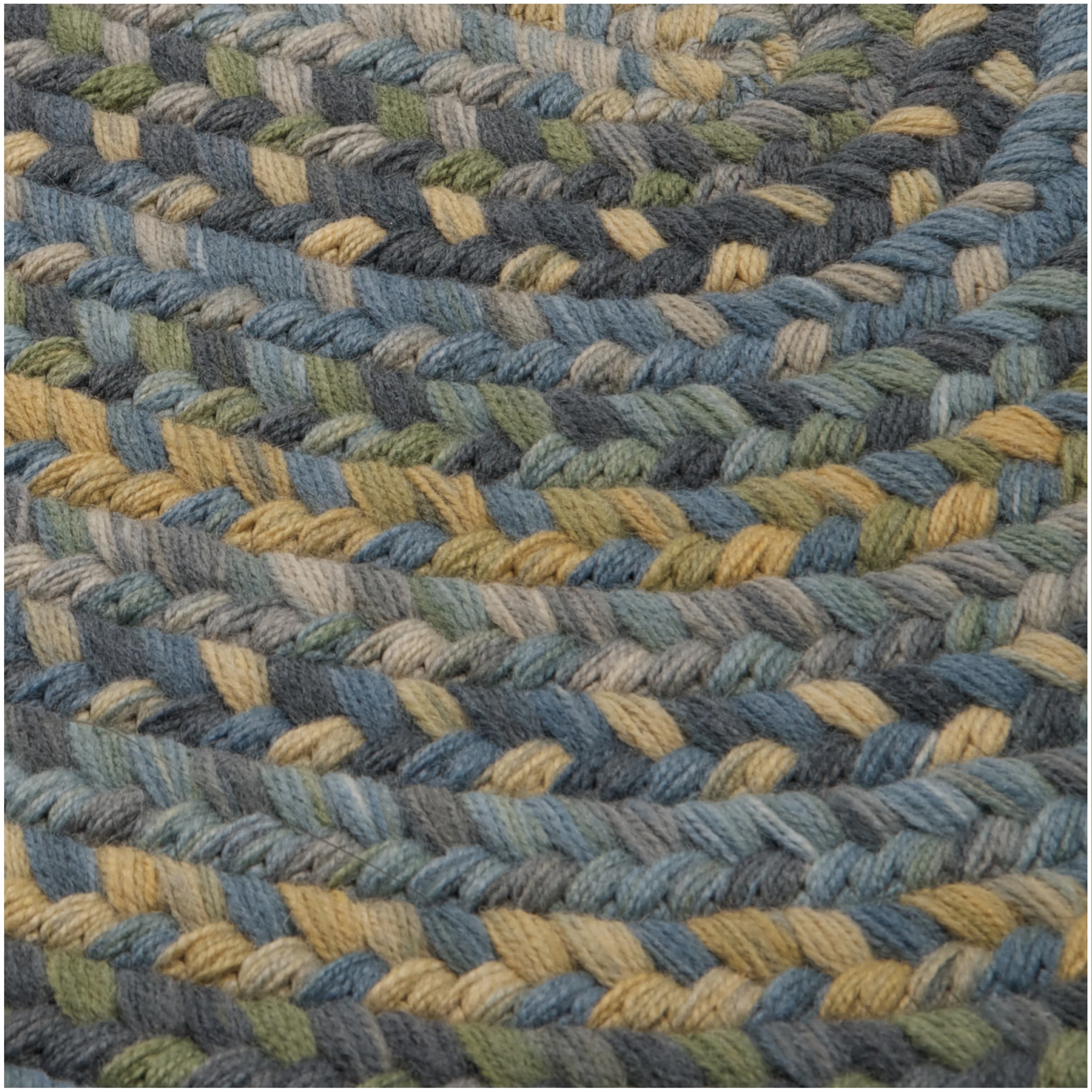 Rustic Multicolor Wool Oval Braided Rug