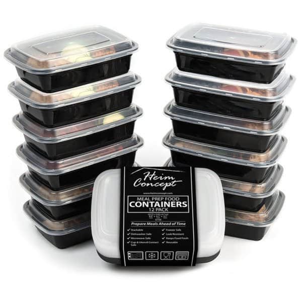 JoyJolt 2-Sectional Food Prep Storage Containers - Set of 5 ,Black