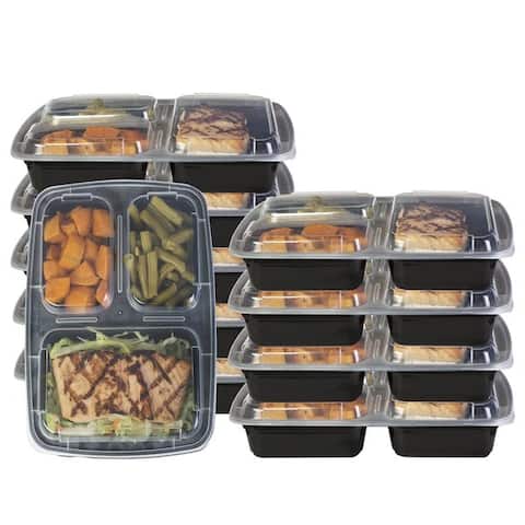 Heim Concept 3 Compartment Meal Prep Containers with Lids (Set of 10)