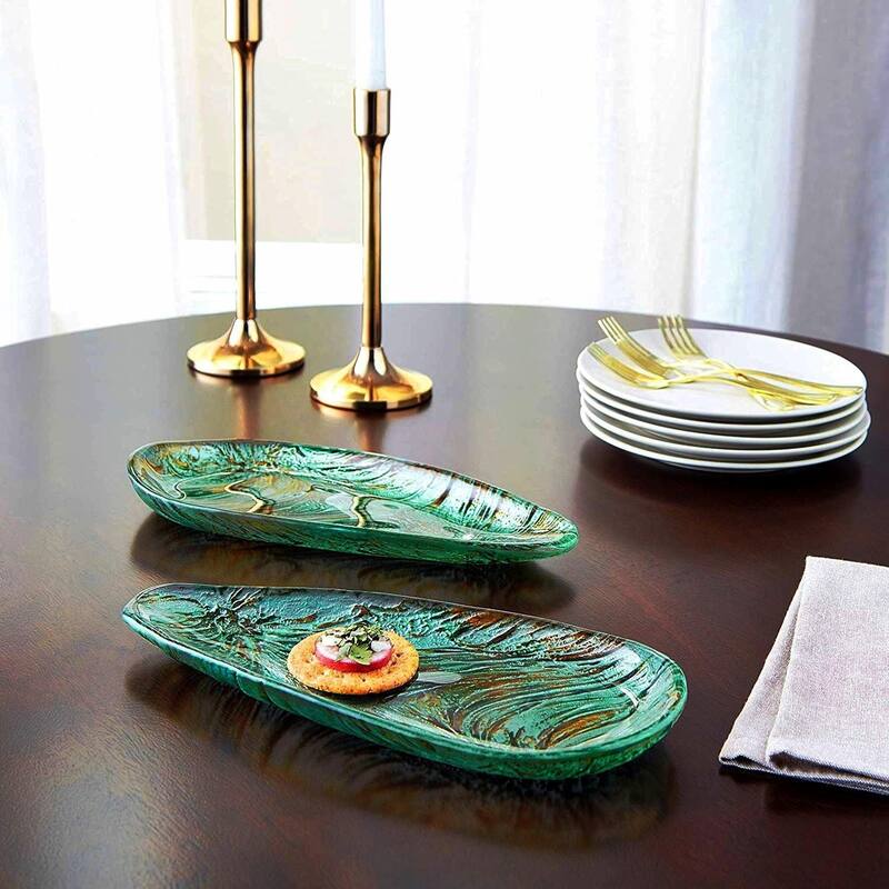 BALLAD Set/2 Triangle Plates Turquoise/Brown