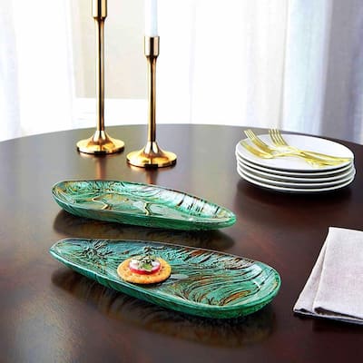 BALLAD Set/2 Triangle Plates Turquoise/Brown