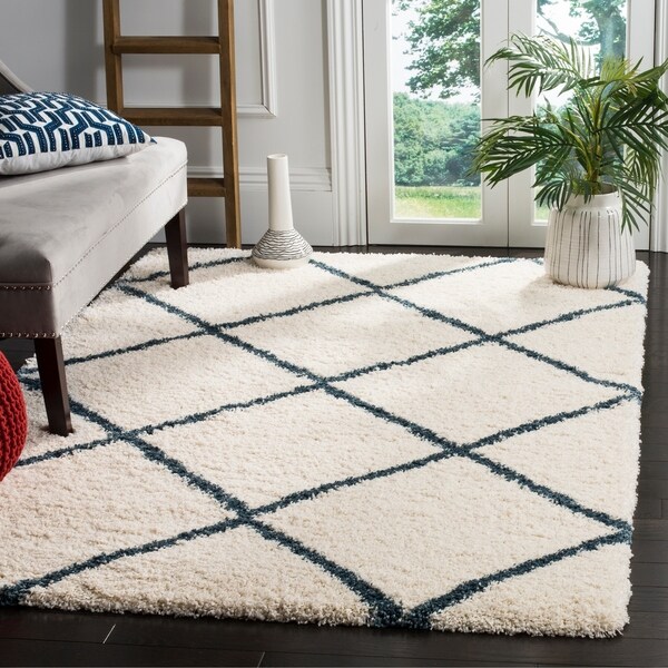 Safavieh Hudson Ivory / Slate Blue Shag Rug - 5' x 8'