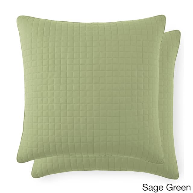 Beautiful Square Stitched Quilted Shams Covers (Set of 2) by Southshore Fine Linens - 26 X 26 - Sage Green