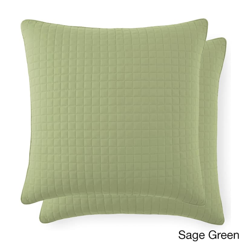 Beautiful Square Stitched Quilted Shams Covers (Set of 2) by Southshore Fine Linens - 26 X 26 - Sage Green