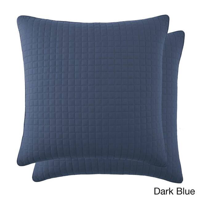 Beautiful Square Stitched Quilted Shams Covers (Set of 2) by Southshore Fine Linens - 18 X 18 - Dark blue