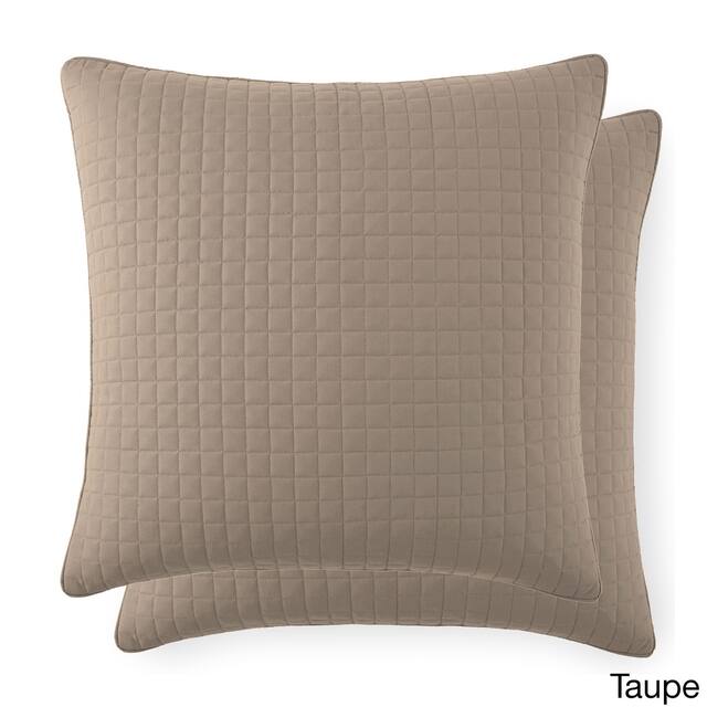 Beautiful Square Stitched Quilted Shams Covers (Set of 2) by Southshore Fine Linens - 18 X 18 - Taupe