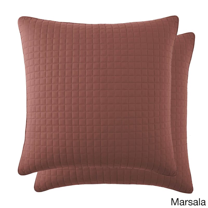 Beautiful Square Stitched Quilted Shams Covers (Set of 2) by Southshore Fine Linens - 18 X 18 - Marsala (Terra Cotta)