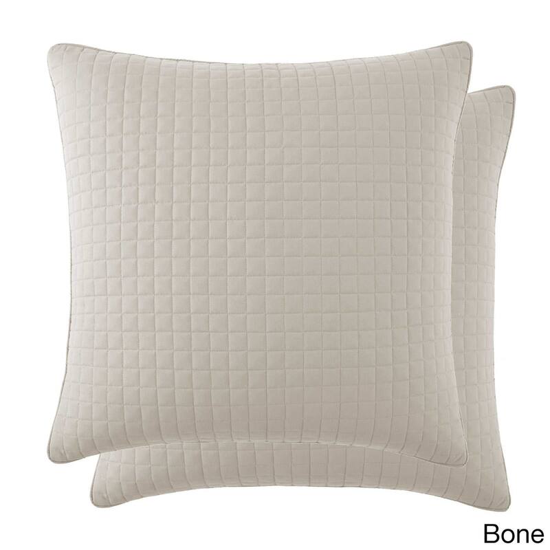 Beautiful Square Stitched Quilted Shams Covers (Set of 2) by Southshore Fine Linens - 22 X 22 - Bone