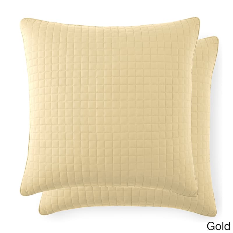 Beautiful Square Stitched Quilted Shams Covers (Set of 2) by Southshore Fine Linens - 22 X 22 - Gold