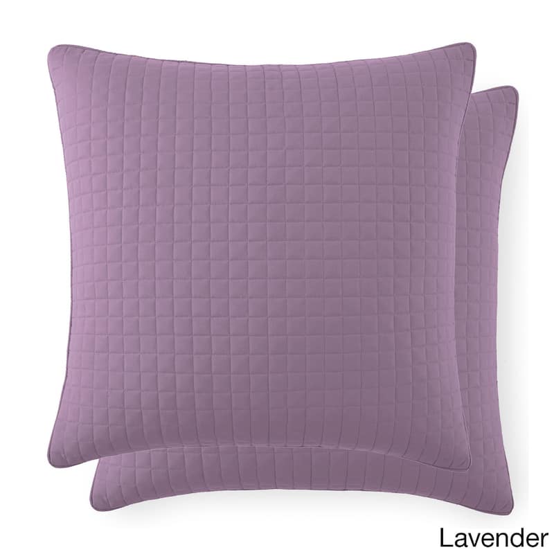 Beautiful Square Stitched Quilted Shams Covers (Set of 2) by Southshore Fine Linens - 26 X 26 - Lavender