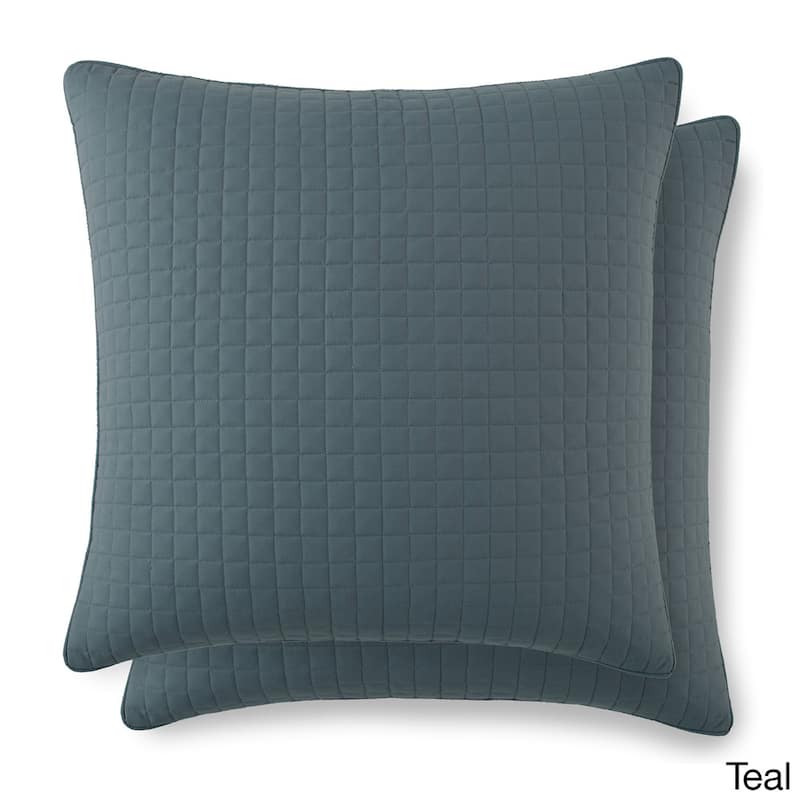 Beautiful Square Stitched Quilted Shams Covers (Set of 2) by Southshore Fine Linens - 18 X 18 - Steel Blue (Teal)
