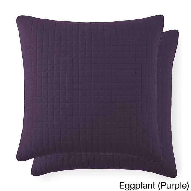 Beautiful Square Stitched Quilted Shams Covers (Set of 2) by Southshore Fine Linens - 26 X 26 - Eggplant (Purple)