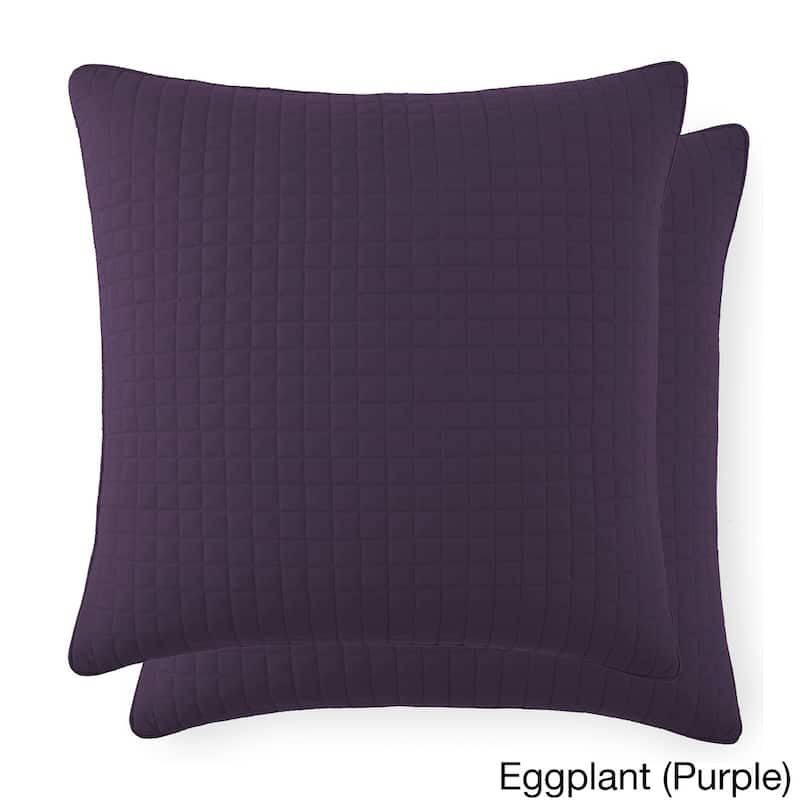 Beautiful Square Stitched Quilted Shams Covers (Set of 2) by Southshore Fine Linens - 22 X 22 - Eggplant (Purple)