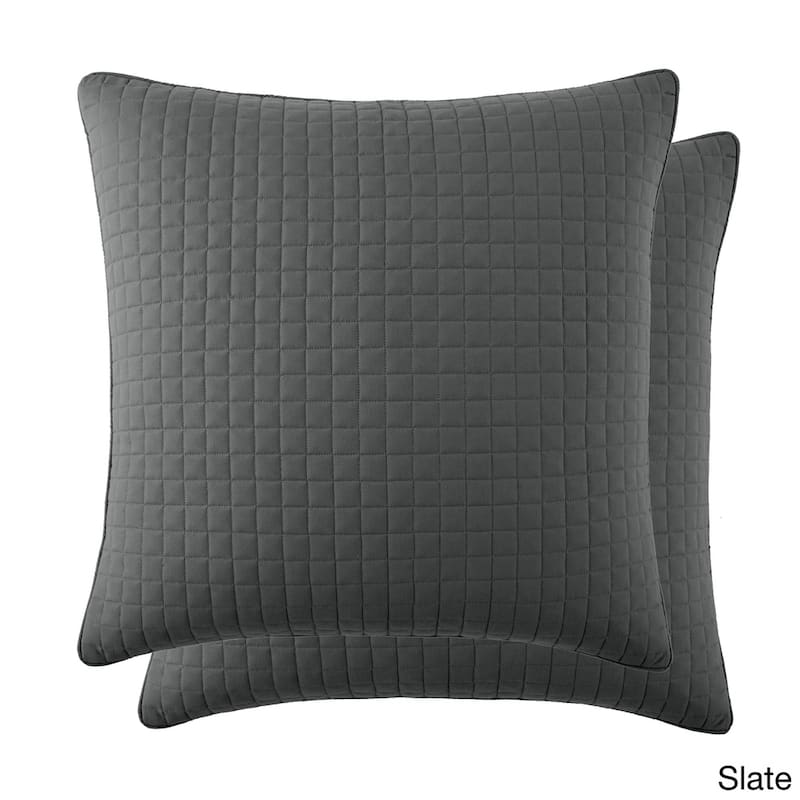 Beautiful Square Stitched Quilted Shams Covers (Set of 2) by Southshore Fine Linens - 18 X 18 - Slate