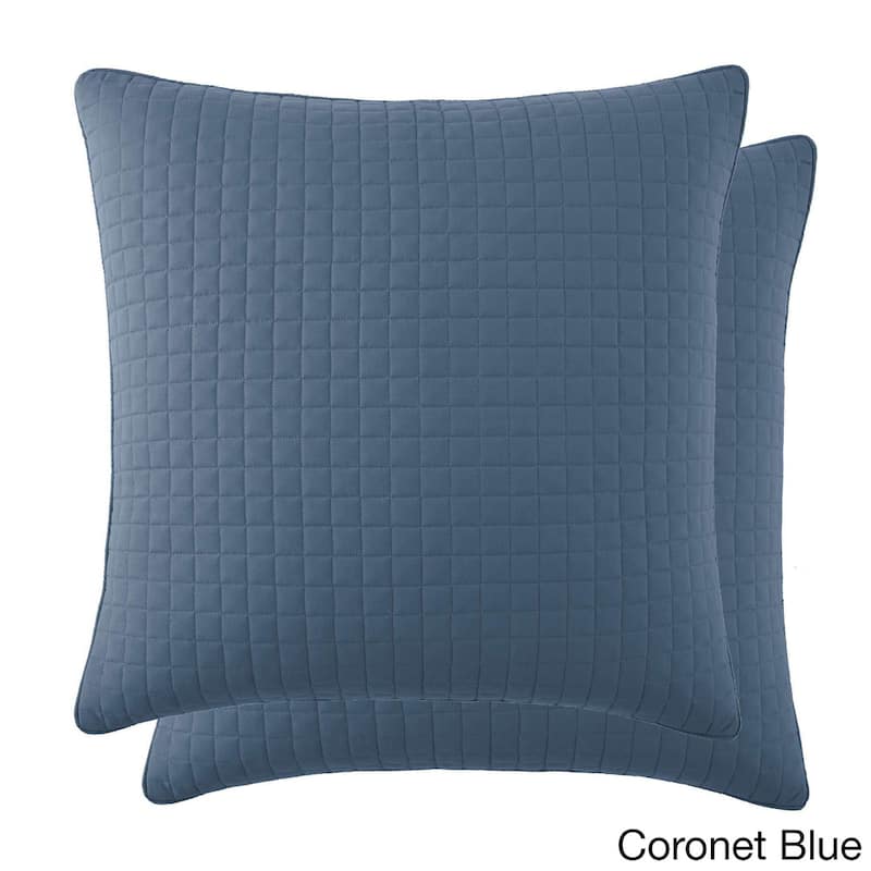 Beautiful Square Stitched Quilted Shams Covers (Set of 2) by Southshore Fine Linens - 22 X 22 - Coronet Blue