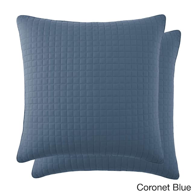 Beautiful Square Stitched Quilted Shams Covers (Set of 2) by Southshore Fine Linens - 26 X 26 - Coronet Blue