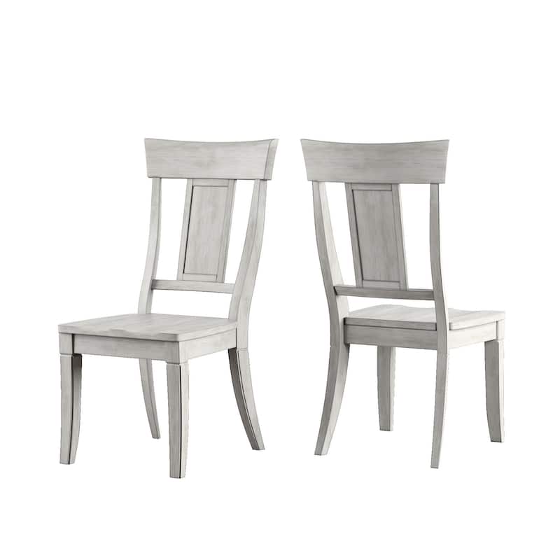 Eleanor Antique White Round Solid Wood Top 5-Piece Dining Set - Panel Back by iNSPIRE Q Classic