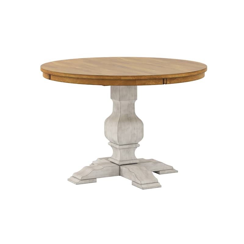 Eleanor Antique White Round Solid Wood Top 5-Piece Dining Set - Panel Back by iNSPIRE Q Classic