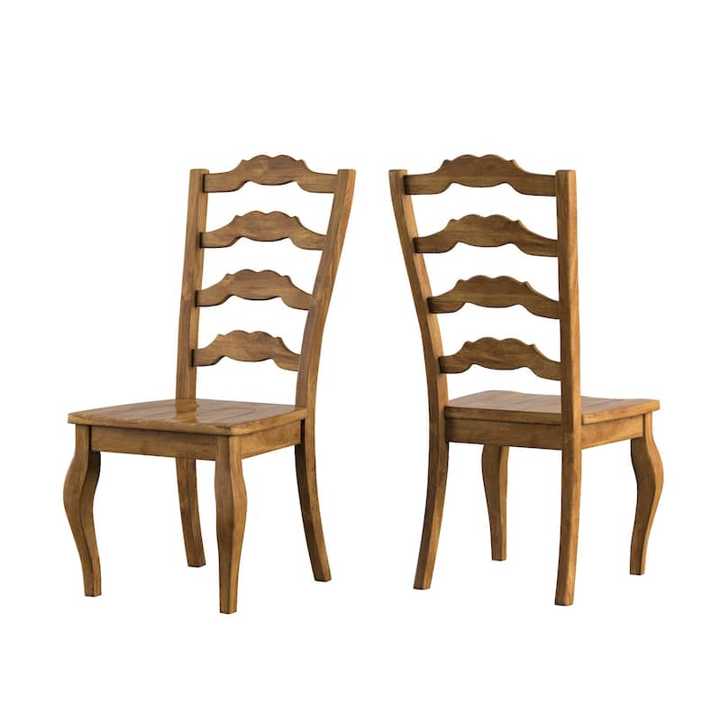 Eleanor Antique White Round Solid Wood Top 5-Piece Dining Set - French Ladder by iNSPIRE Q Classic
