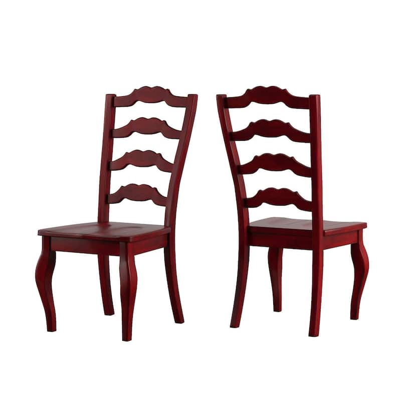 Eleanor Antique White Round Solid Wood Top 5-Piece Dining Set - French Ladder by iNSPIRE Q Classic
