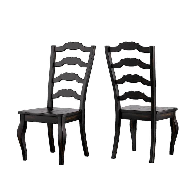Eleanor Antique White Round Solid Wood Top 5-Piece Dining Set - French Ladder by iNSPIRE Q Classic