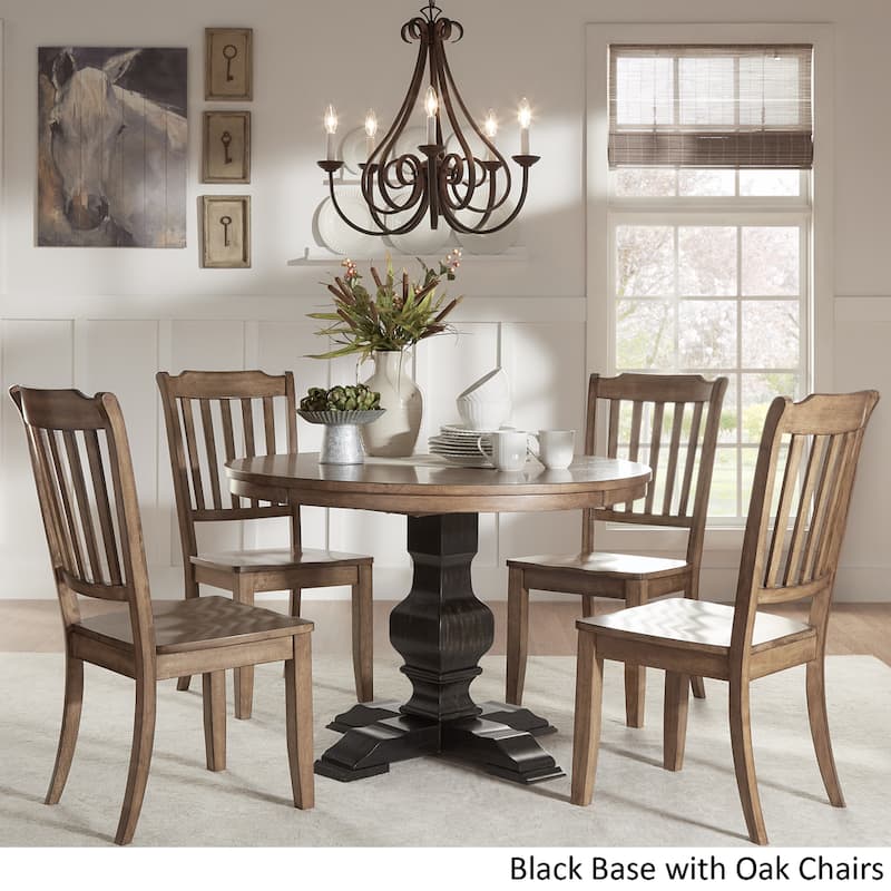Eleanor Black Round Solid Wood Top 5-Piece Dining Set - Slat Back by iNSPIRE Q Classic