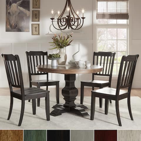 Eleanor Black Round Solid Wood Top 5-Piece Dining Set - Slat Back by iNSPIRE Q Classic