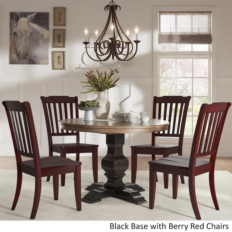 Eleanor Black Round Solid Wood Top 5-Piece Dining Set - Slat Back by iNSPIRE Q Classic