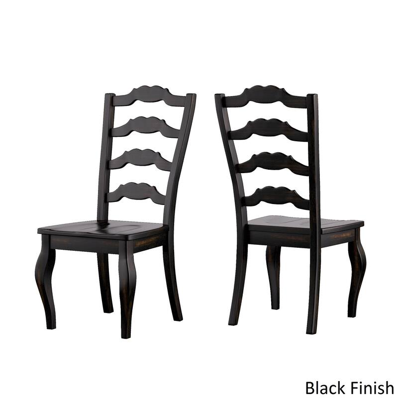Eleanor Black Round Solid Wood Top 5-Piece Dining Set - French Ladder Back by iNSPIRE Q Classic